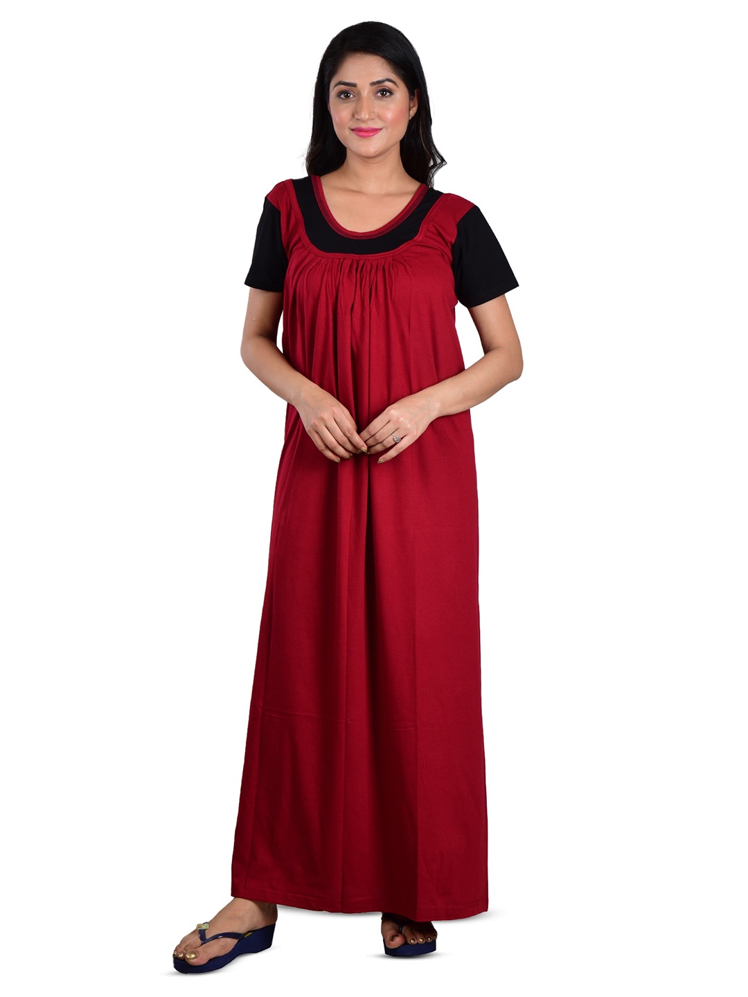 

DUI KONNA Round Neck Maxi Nightdress, Maroon