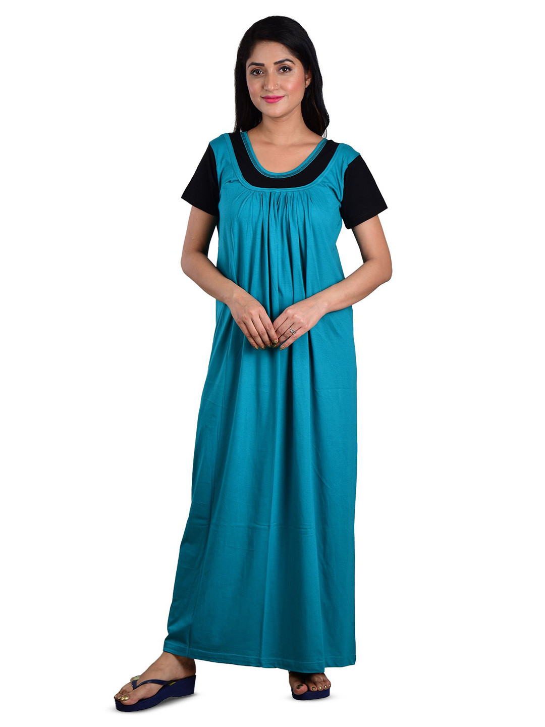 

DUI KONNA Round Neck Maxi Nightdress, Sea green