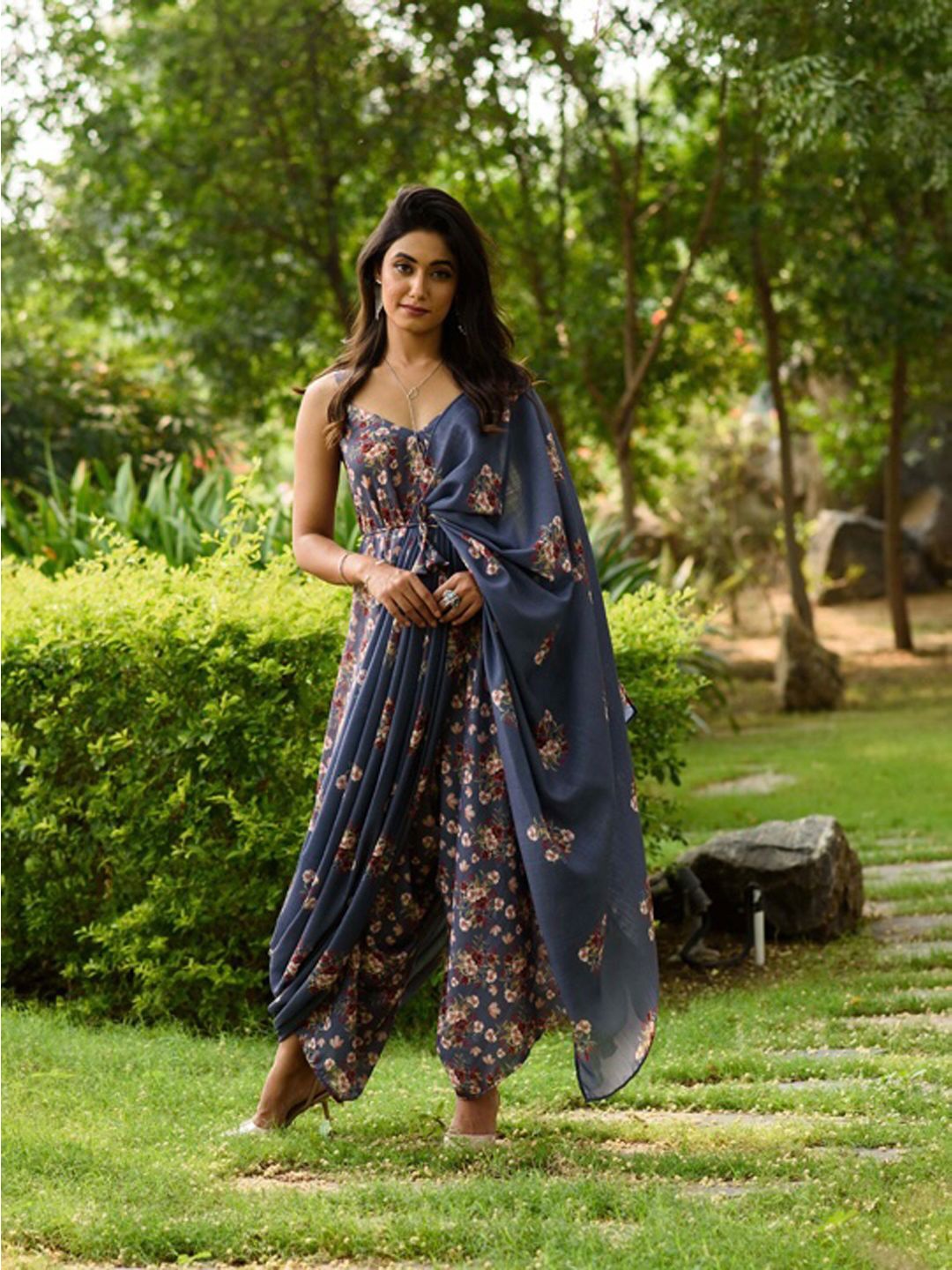 

Pasha Printed Basic Jumpsuit, Blue