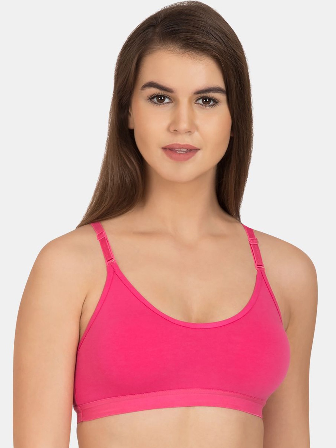

KOMLI Full Coverage Non Padded Cotton Workout Bra- All Day Comfort, Pink