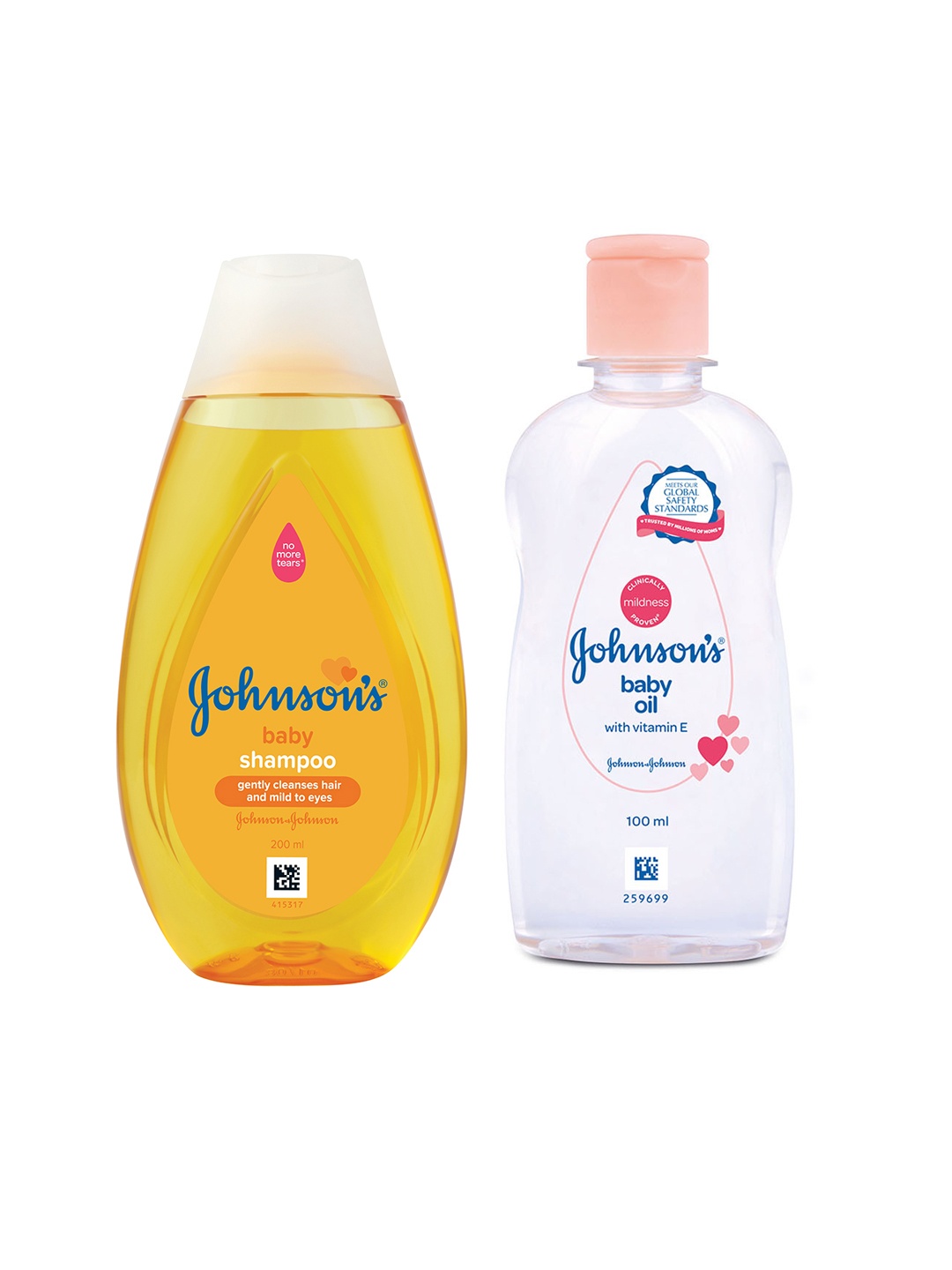 

Johnsons Baby No More Tears Shampoo 200ml & Baby Oil with Vitamin E 100ml, Yellow