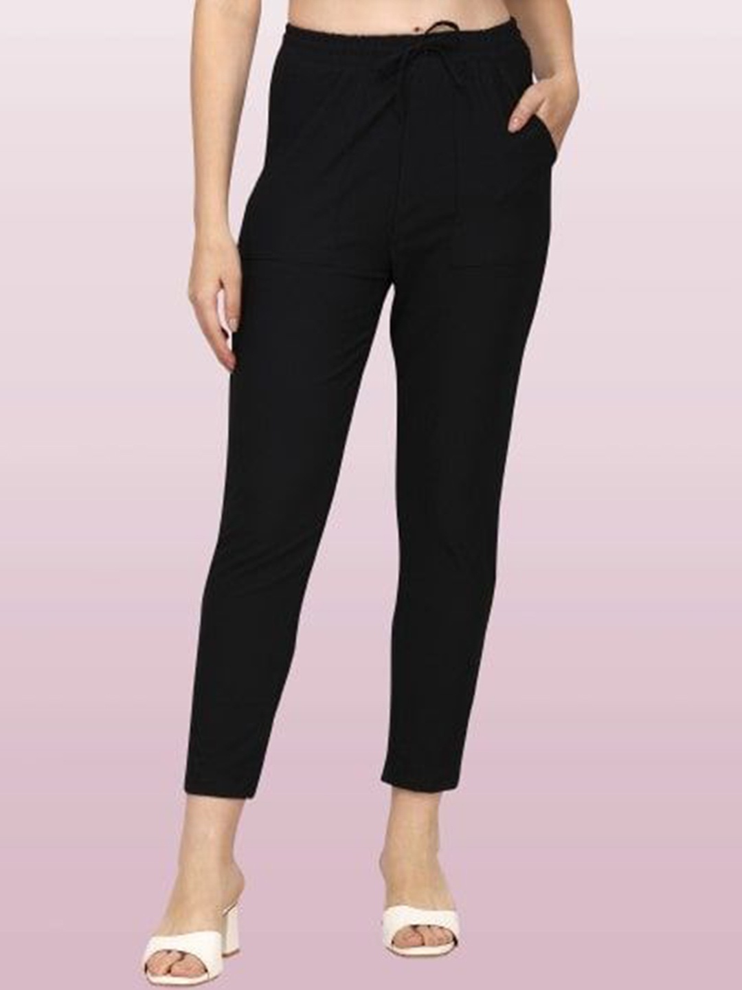 

BAESD Women Skinny Fit High-Rise Easy Wash Regular Trousers Trousers, Navy blue