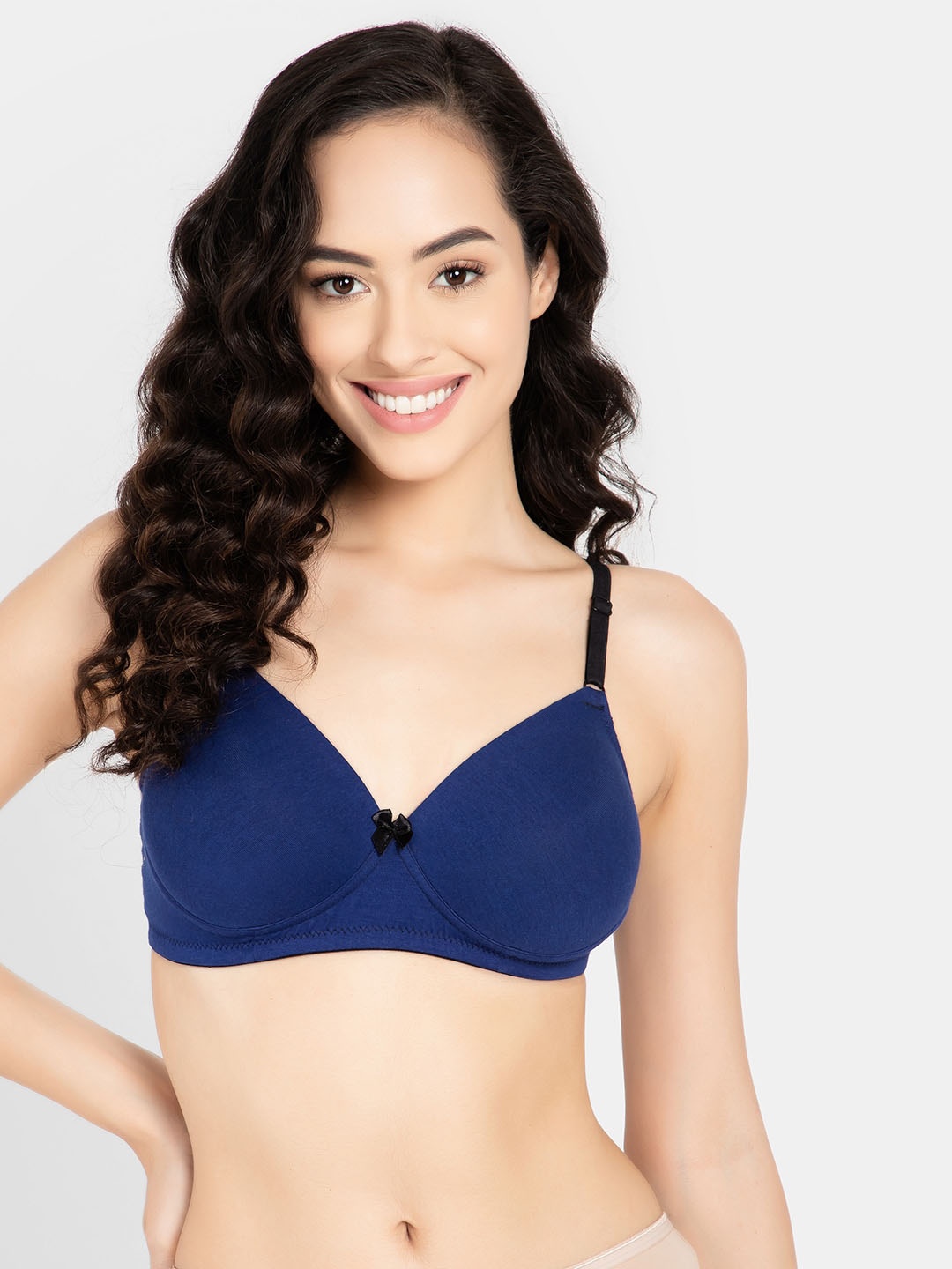 

Clovia Full Coverage Lightly Padded All Day Comfort Cotton T-shirt Bra, Blue