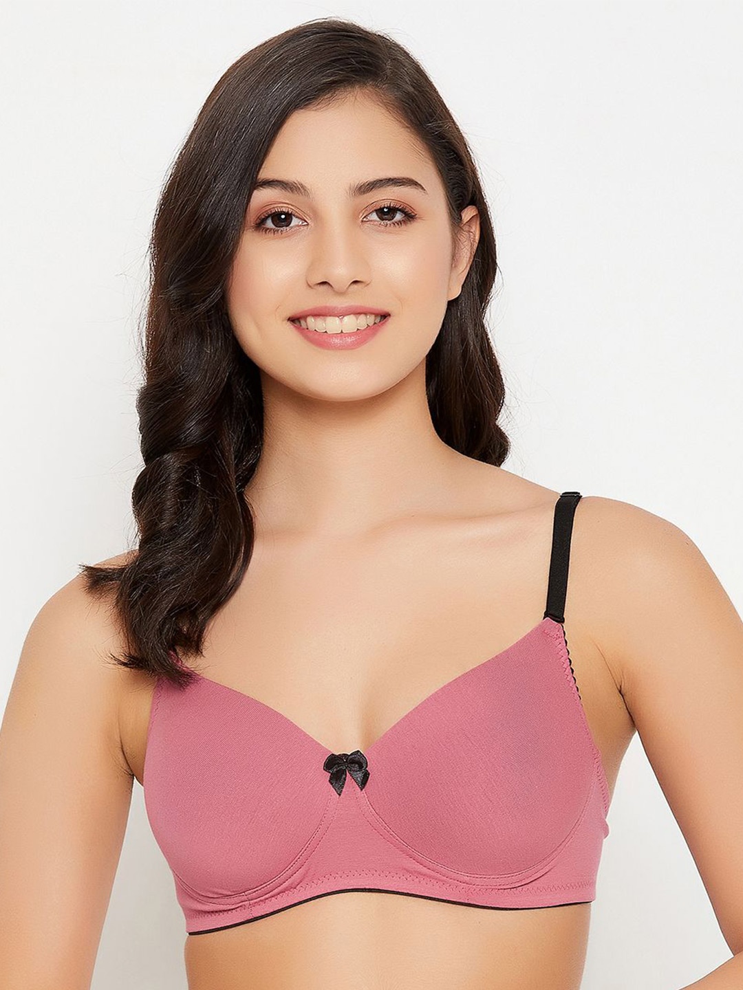 

Clovia Pink Full Coverage Cup Wire Free Cotton T-shirt Bra With All Day Comfort