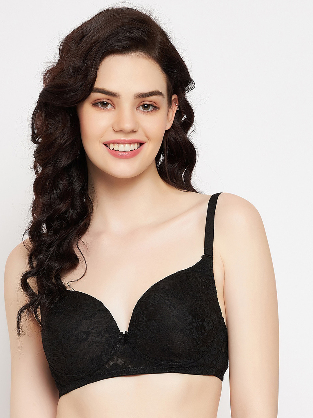 

Clovia Full Coverage Lightly Padded Bra With All Day Comfort, Black