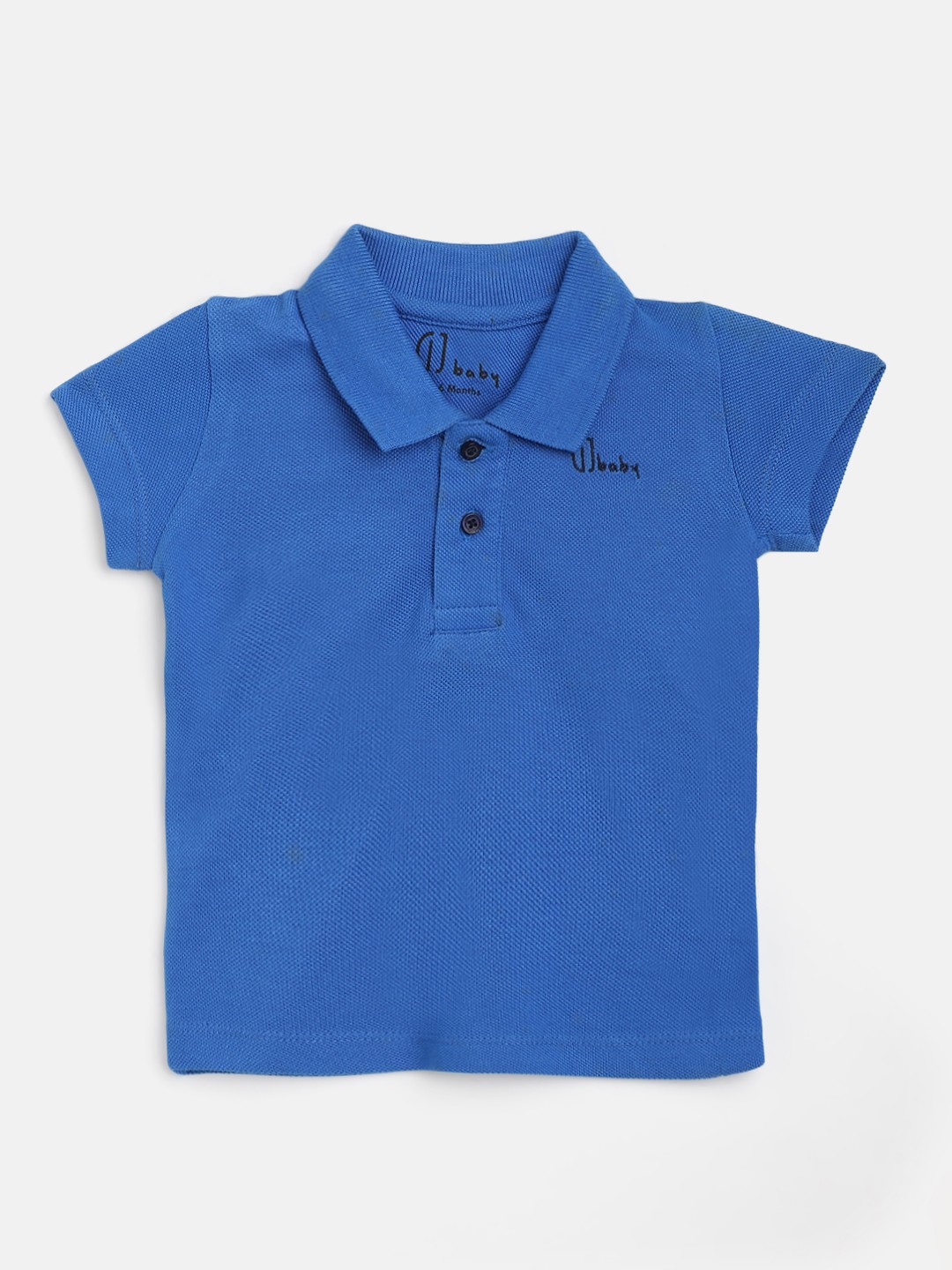 

Gini and Jony Infant Boys Blue Pure Cotton Solid Polo Collar T-shirt