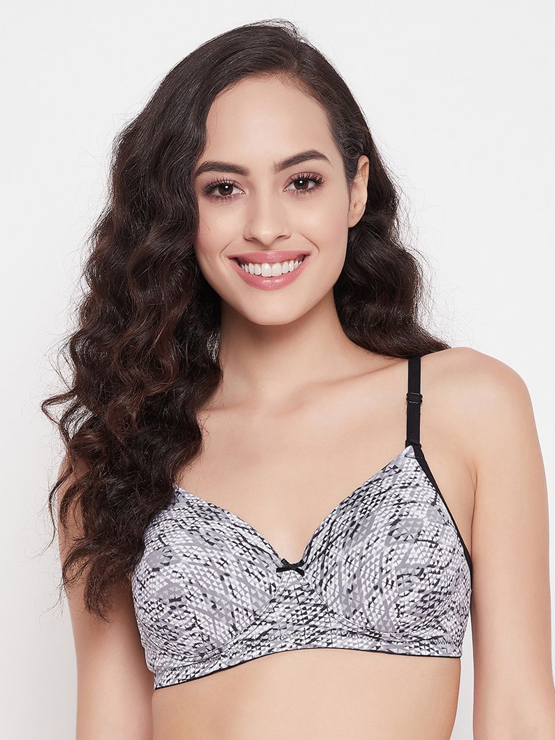 

Clovia Animal Printed Full Coverage Lightly Padded All Day Comfort T-shirt Bra, Grey