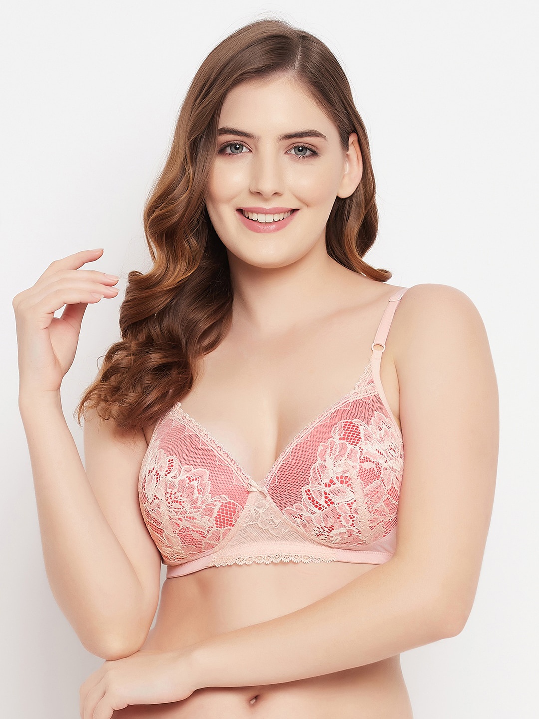 

Clovia Full Coverage Lightly Padded Everyday Bra With All Day Comfort, Pink
