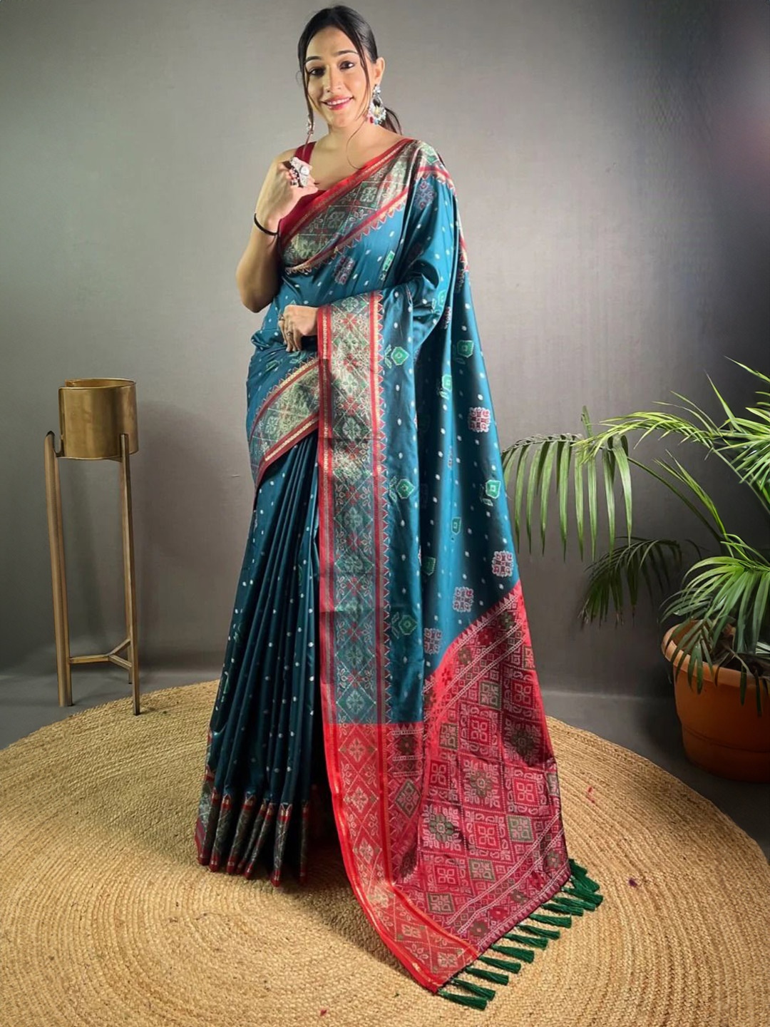 

Mitera Woven Design Zari Patola Saree, Blue
