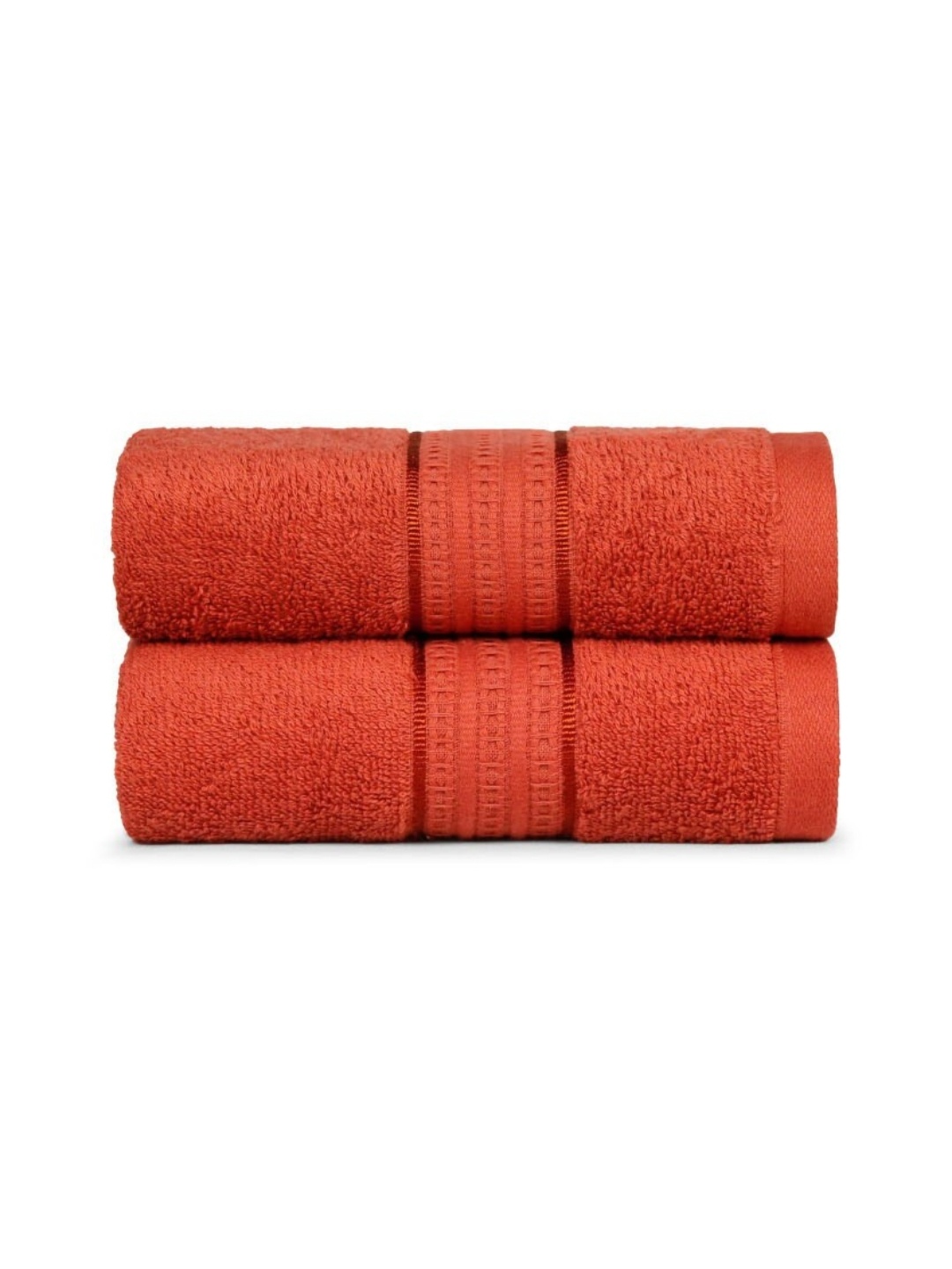 

MYTRIDENT Orange 2 Pieces Textured Pure Cotton Hand Towels