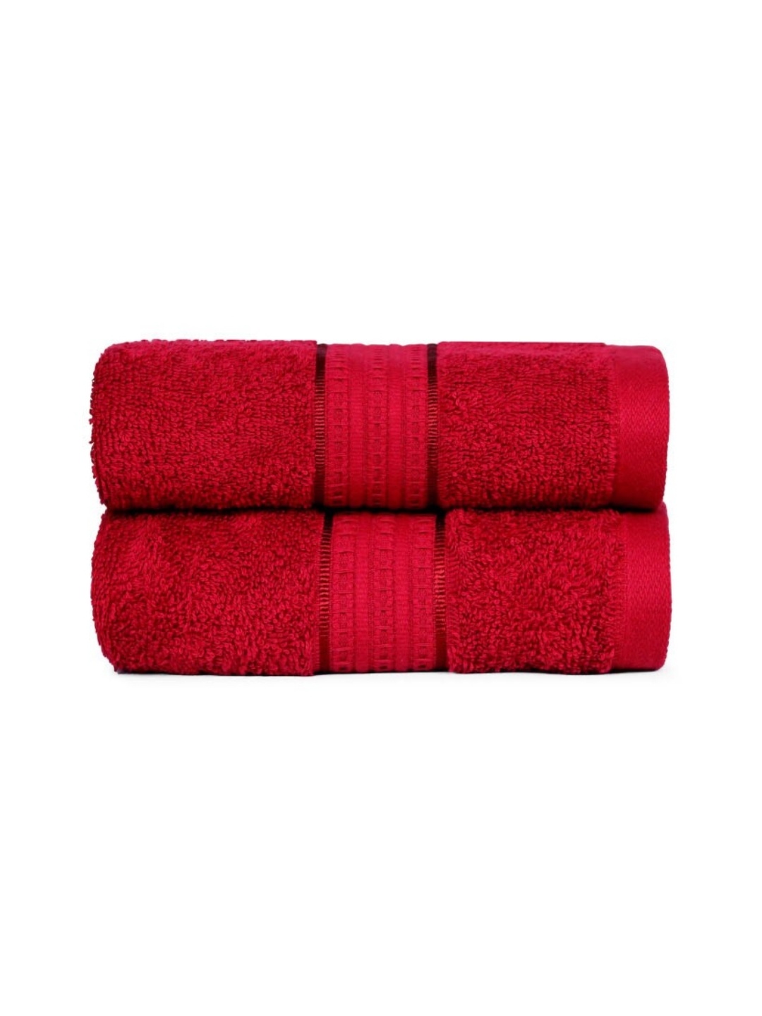 

MYTRIDENT Red 2 Pieces Textured Pure Cotton 450 GSM Hand Towels