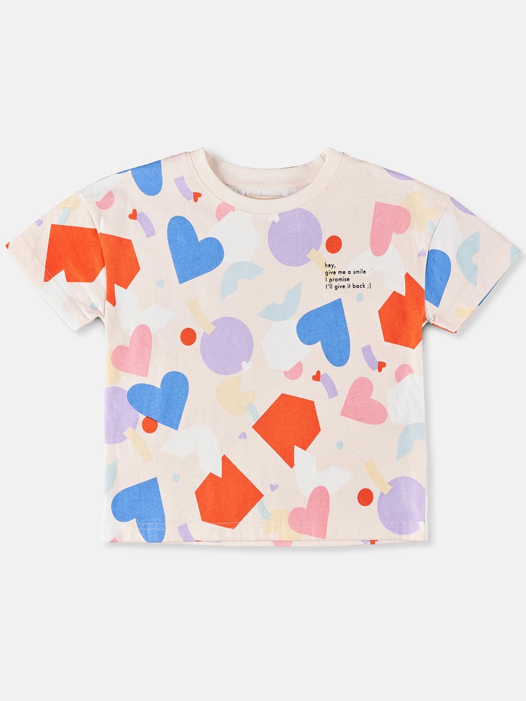 

Angel & Rocket Girls Conversational Printed Cotton Regular T-shirt, Beige
