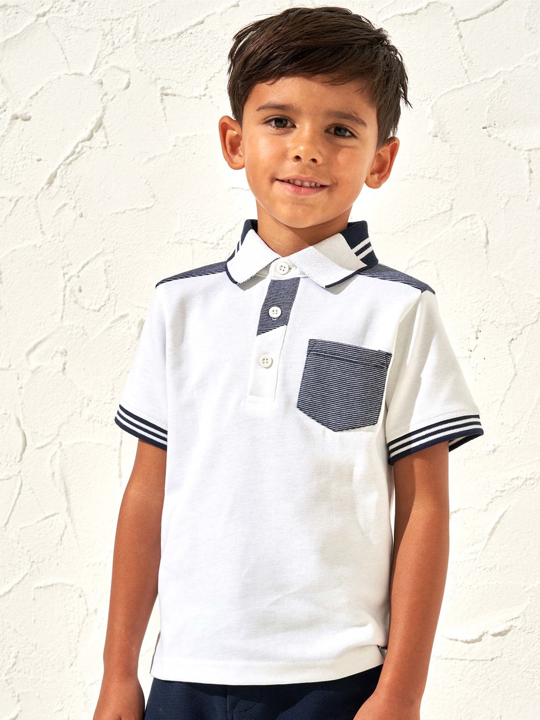 

Angel & Rocket Boys Polo Collar Cotton Pockets Slim Fit T-shirt, White