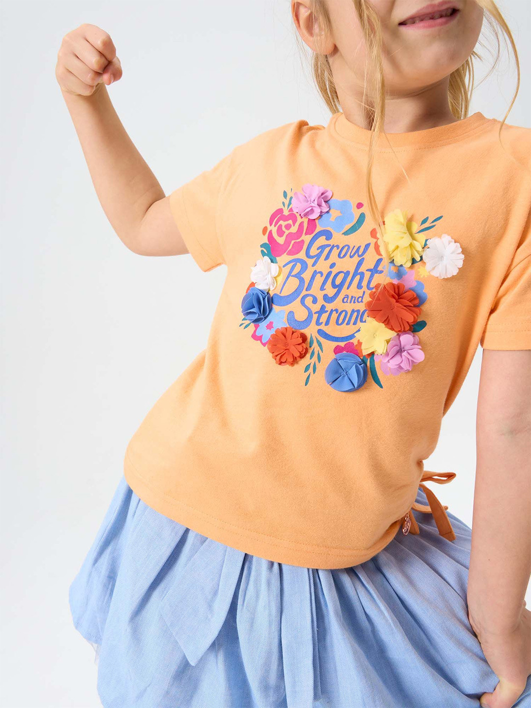 

Angel & Rocket Girls Typography Printed Cotton Slim Fit T-shirt, Orange