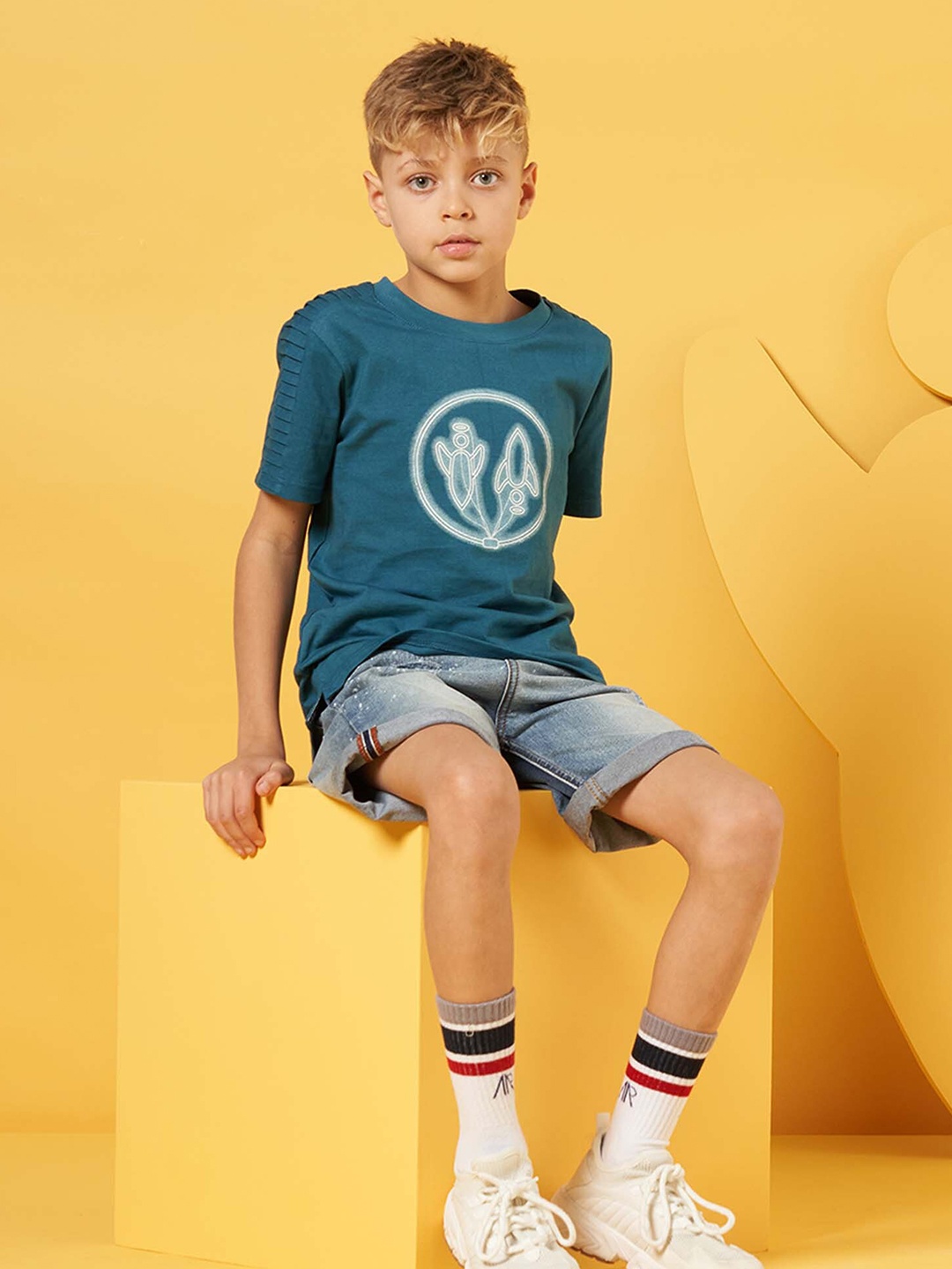 

Angel & Rocket Boys Printed Cotton Slim Fit T-shirt, Blue