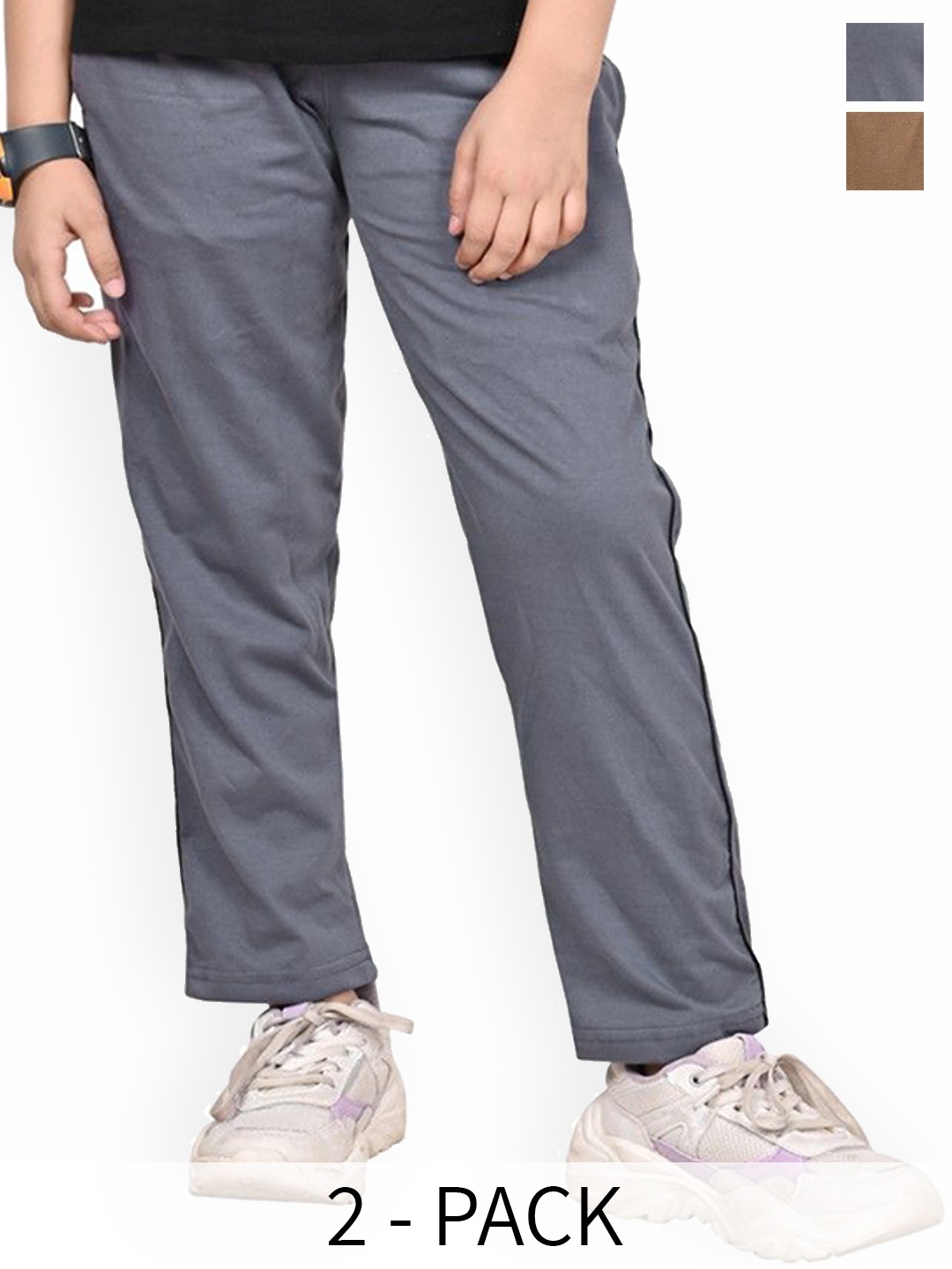 

BAESD Girls Pack Of 2 Pure Cotton Track Pants, Grey