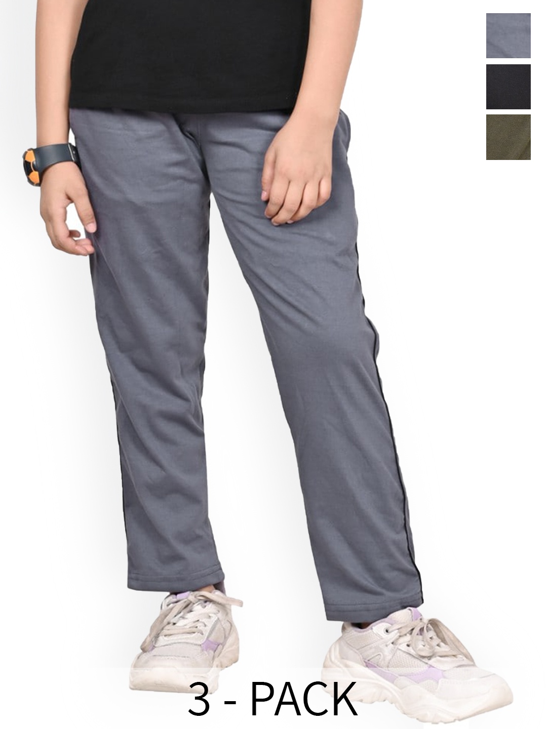 

BAESD Girls Pack Of 3 Pure Cotton Track Pants, Olive