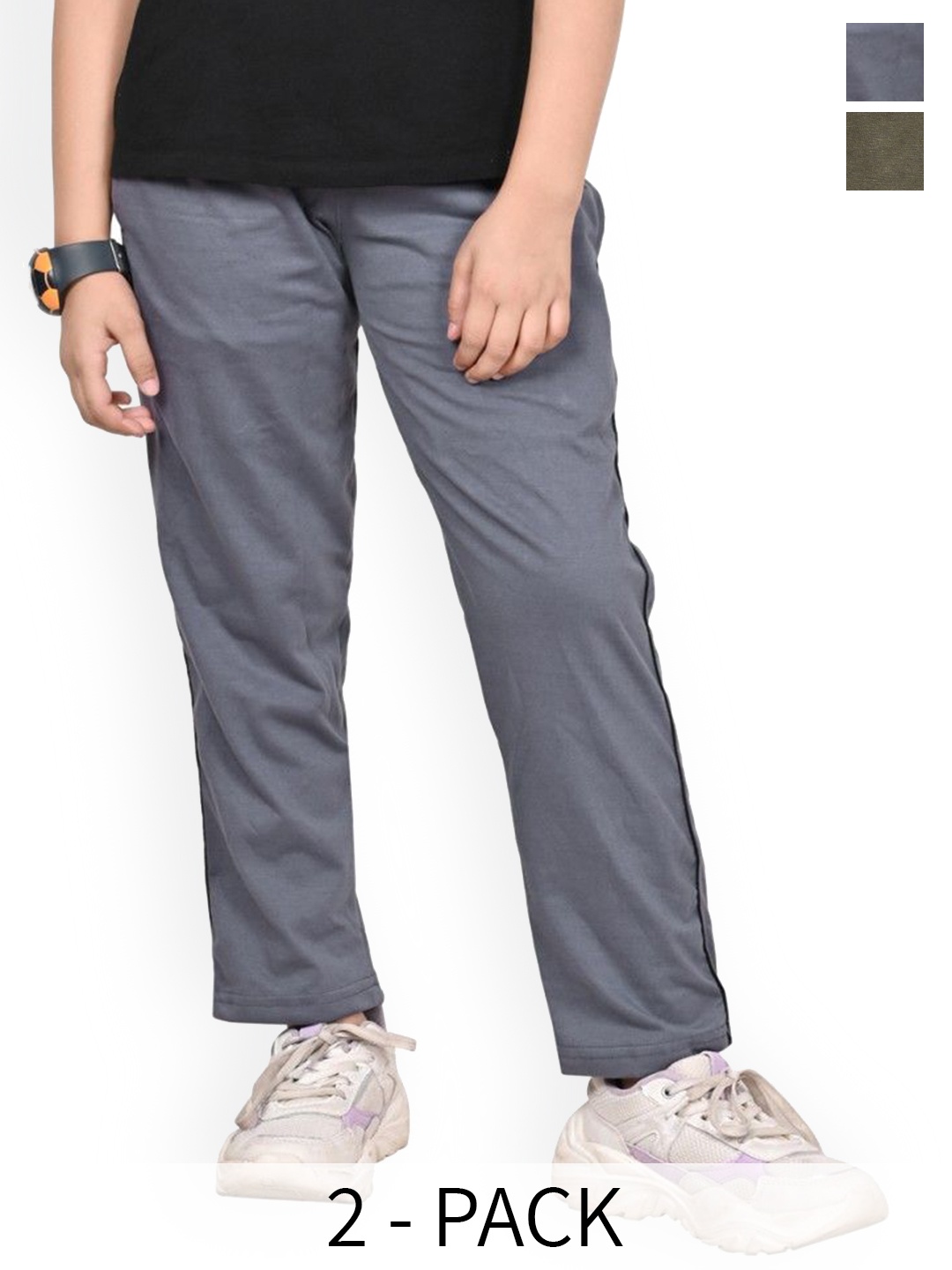 

BAESD Pack Of 2 Girls Cotton Track Pants, Grey