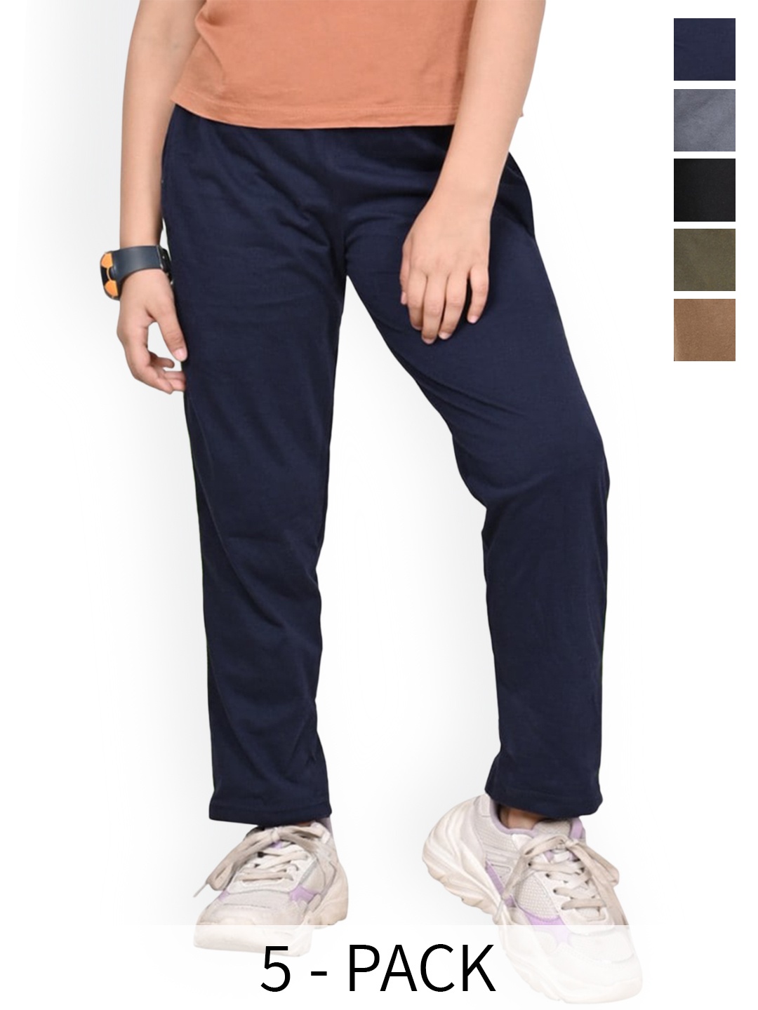 

BAESD Girls Pack Of 5 Pure Cotton Track Pants, Blue
