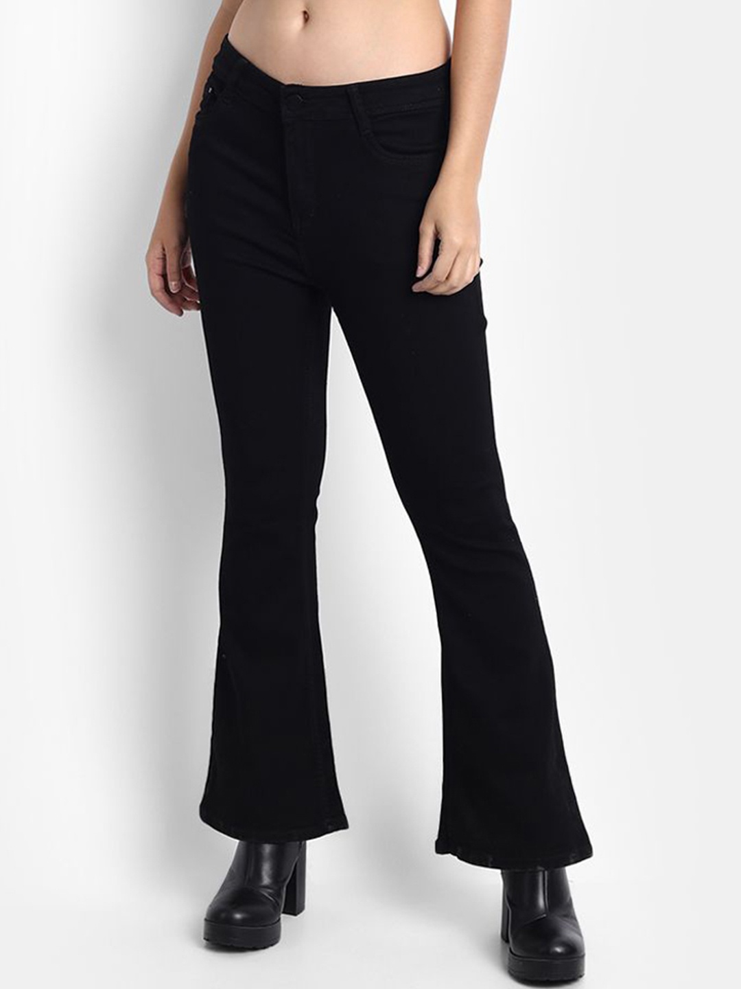 

BROADSTAR Women Smart Bootcut High-Rise Stretchable Jeans, Black
