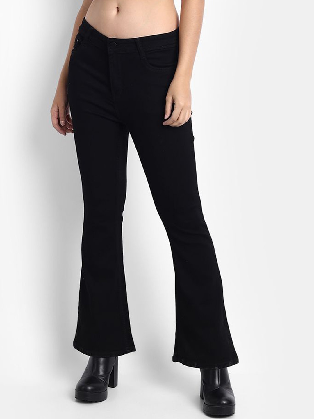 

BROADSTAR Women Smart Bootcut High-Rise Stretchable Jeans, Black
