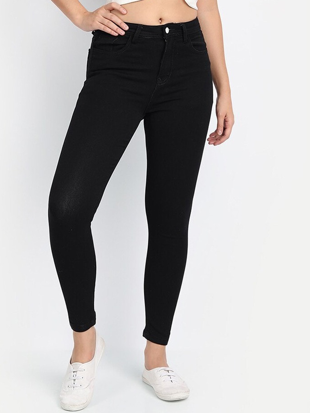 

Next One Women Smart Skinny Fit Mid-Rise Stretchable Cotton Jeans, Black