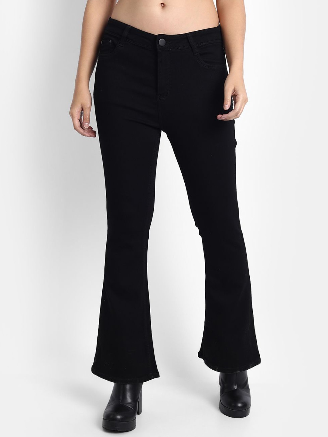 

Next One Women Smart Bootcut Stretchable Jeans, Black