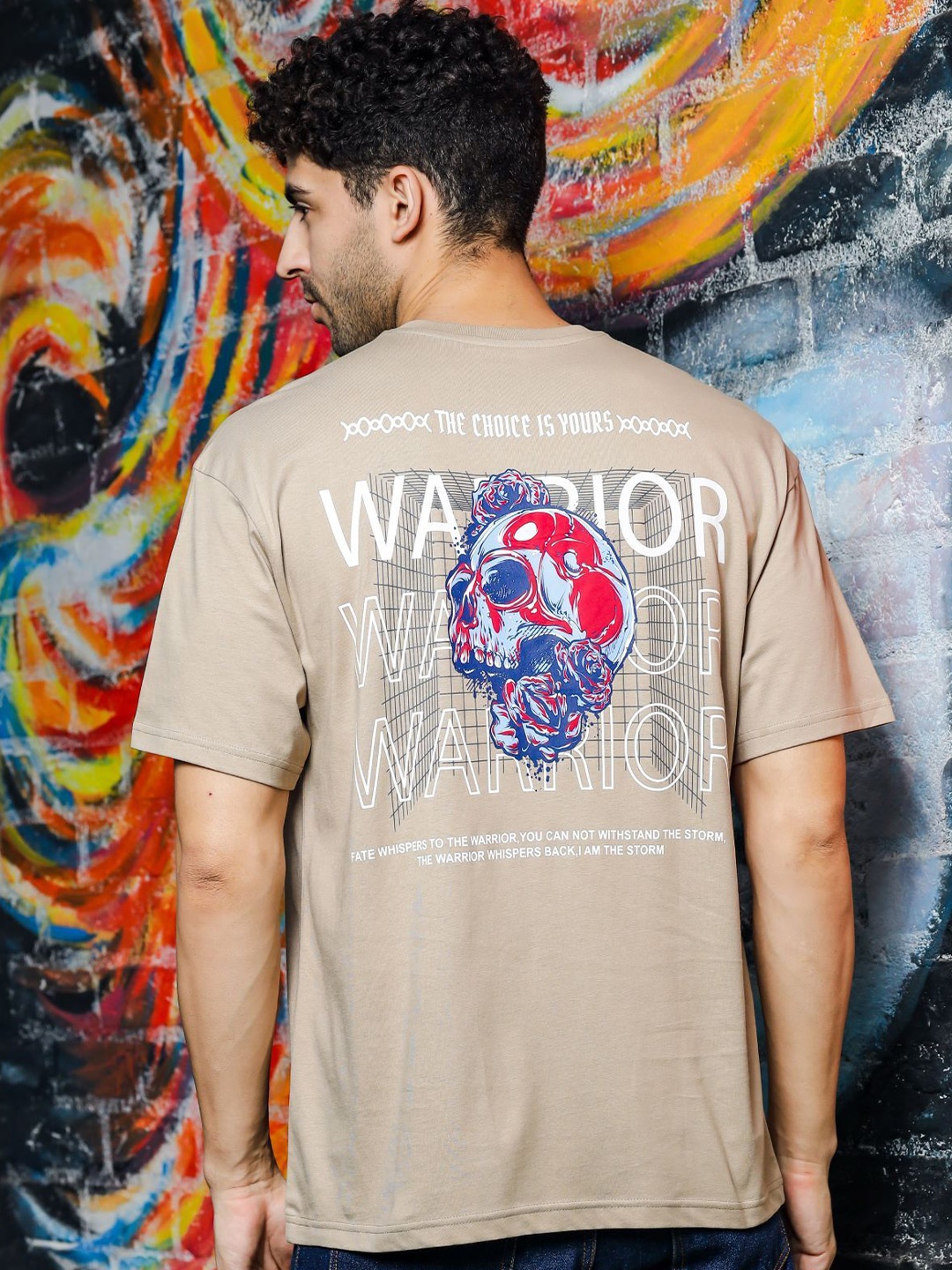 

ONE SKY Printed Round Neck Short Sleeves Cotton T-shirt, Brown