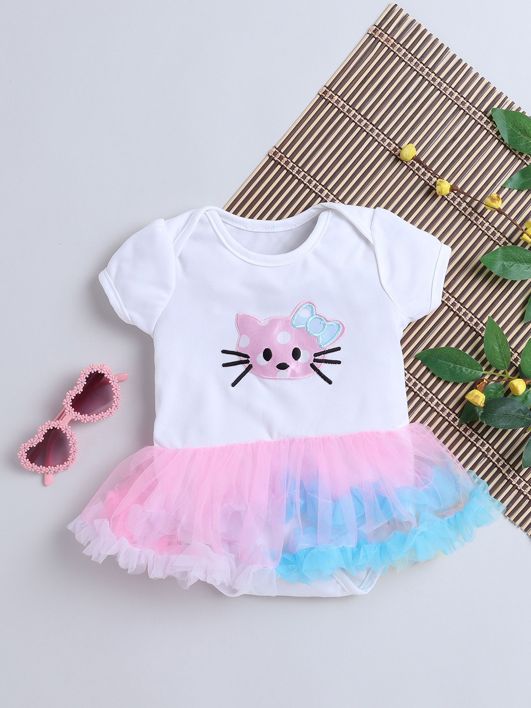 

YK Animal Printed Cotton Bodysuit, White