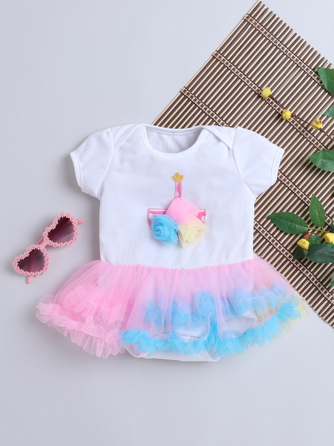 

YK Girls Self Design Pure Cotton Bodysuits, Pink