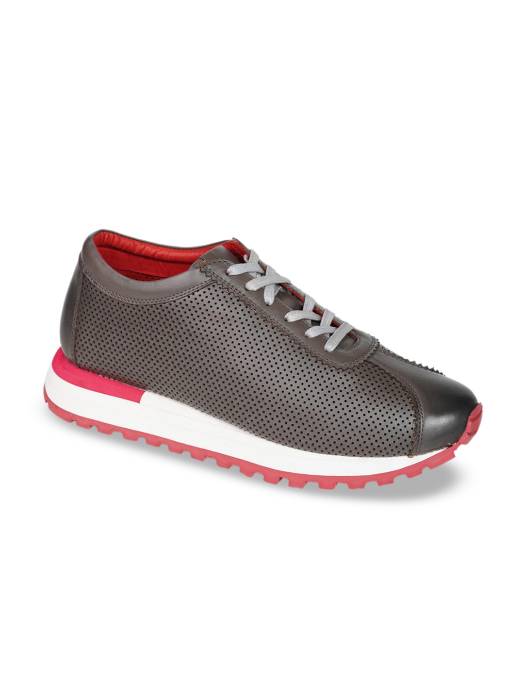 

mccoy Men Round Toe Comfort Insole Leather Sneakers, Grey