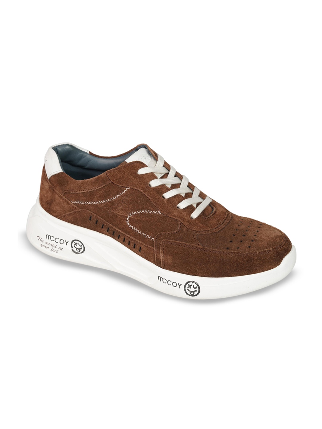 

mccoy Men Round Toe Comfort Insole Leather Brogues, Brown
