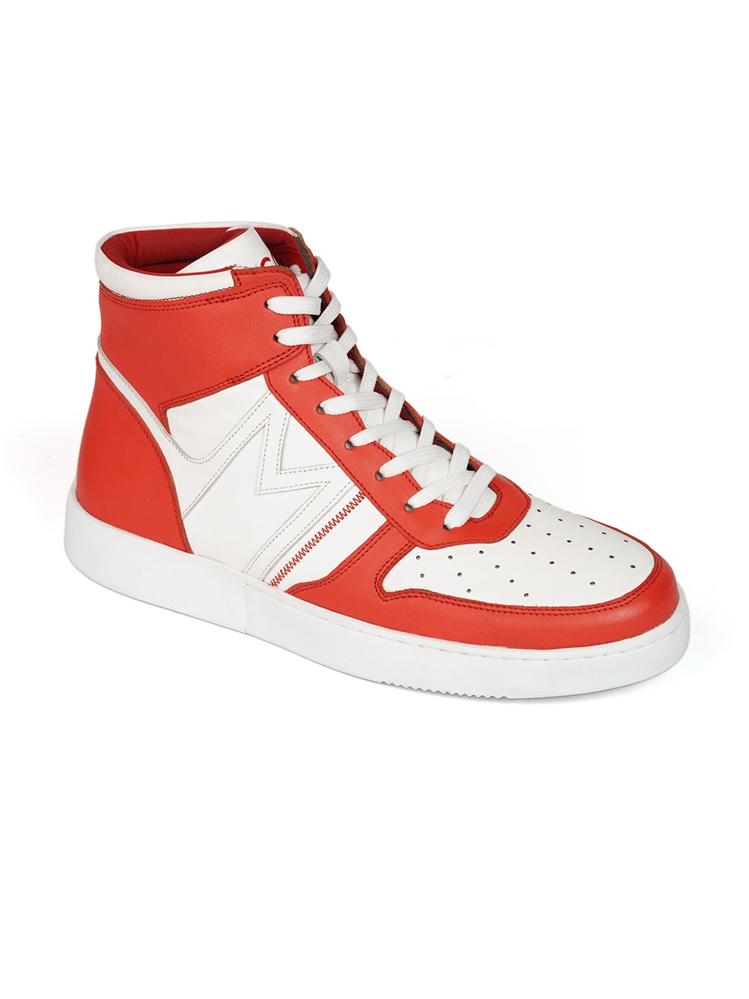 

mccoy Men Colourblocked Round Toe Comfort Insole Leather Sneakers, Red