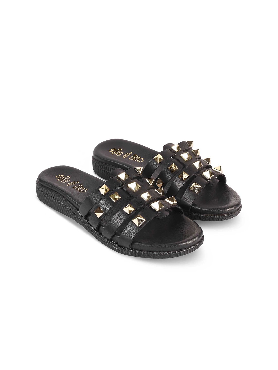 

Tresmode Women Embellished Open Toe Flats, Black