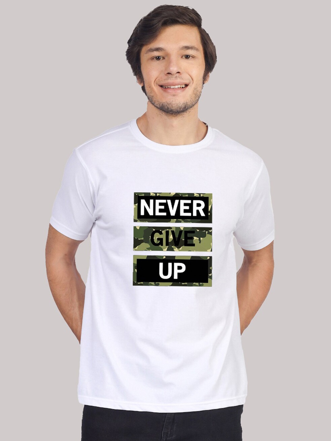 

Greylongg Typography Printed Round Neck T-Shirt, White