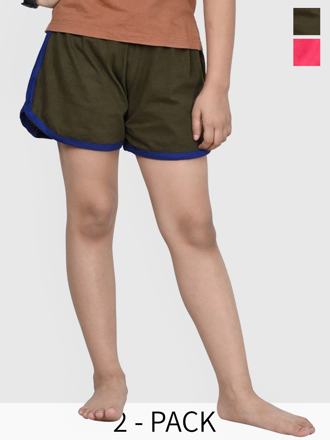 

BAESD Girls Pack of 2 High-Rise Cotton Shorts, Olive
