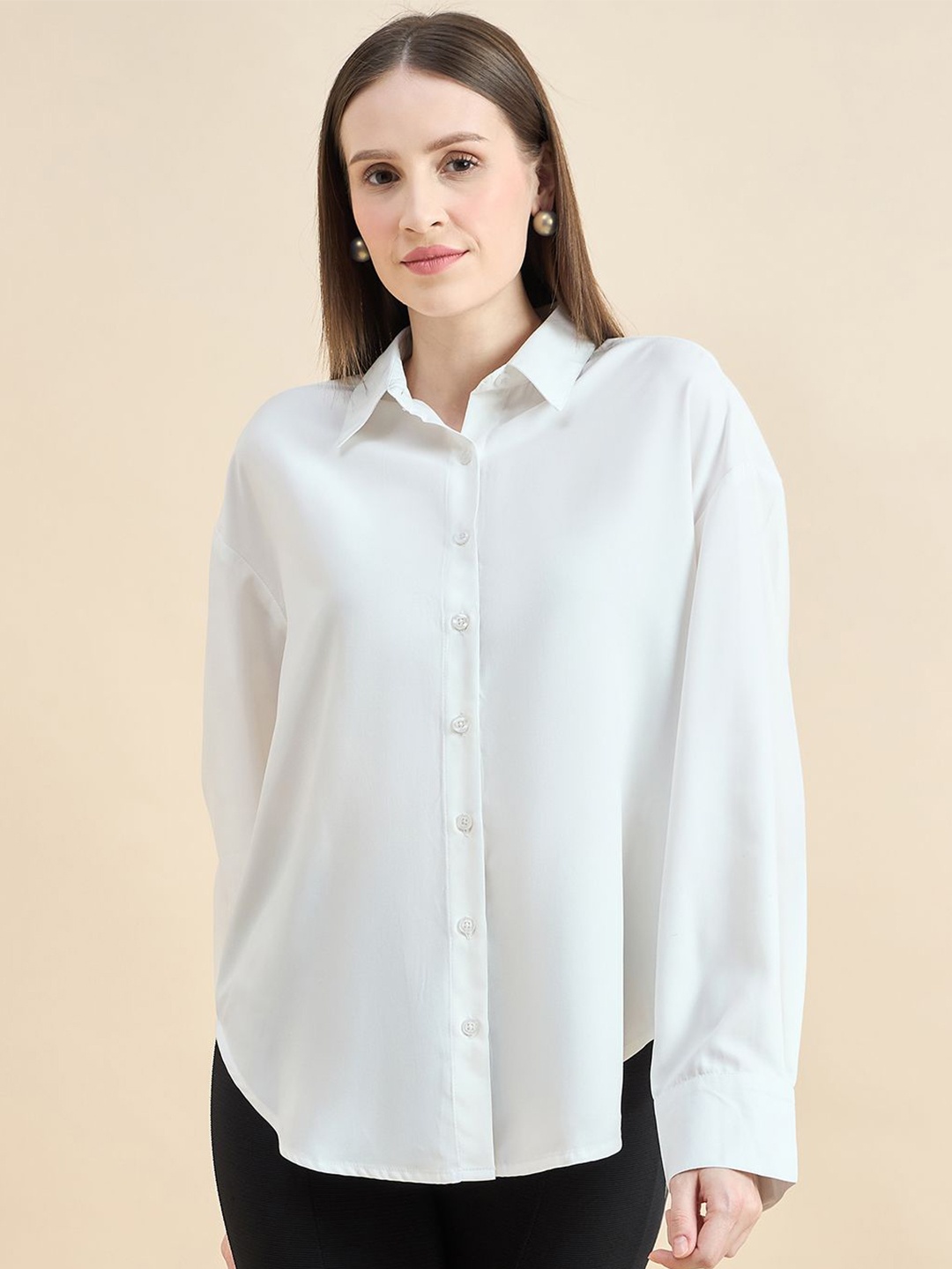 

JUNE & HARRY Comfort Opaque Oversized Party Shirt, White