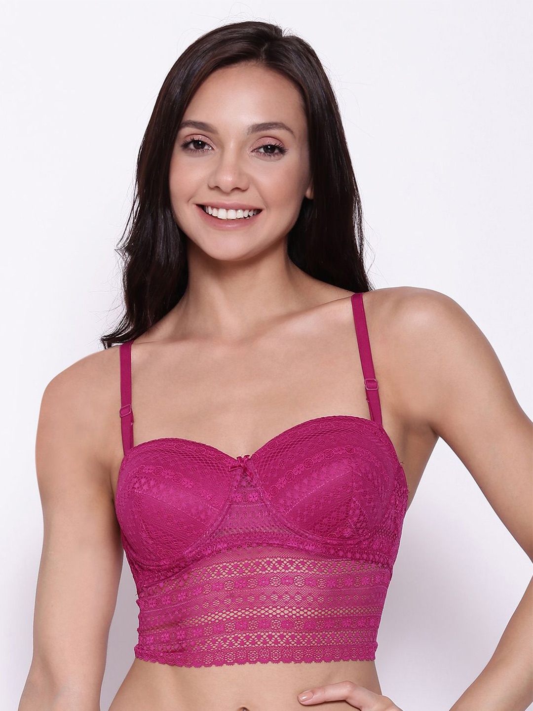 

Clovia Floral Full Coverage Underwired Lightly Padded Bralette Bra With All Day Comfort, Purple