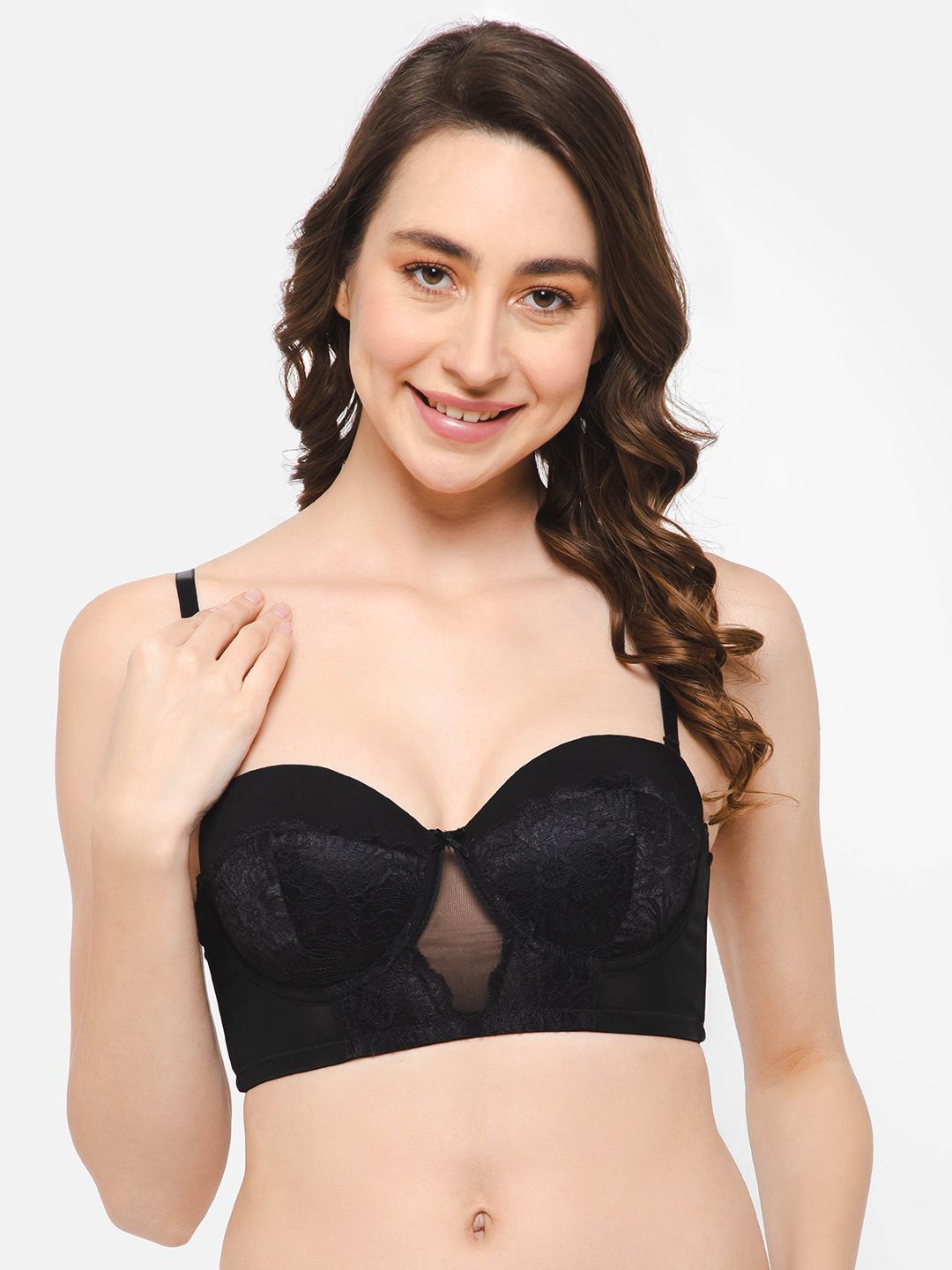 

Clovia Full Coverage Underwired Lightly Padded Balconette Bra, Black