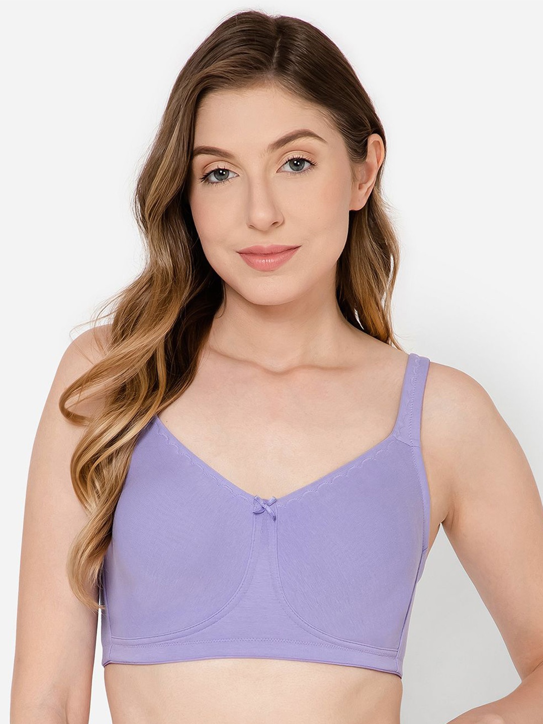 

Clovia Purple Full Coverage Non Padded Cotton T-shirt Bra With All Day Comfort