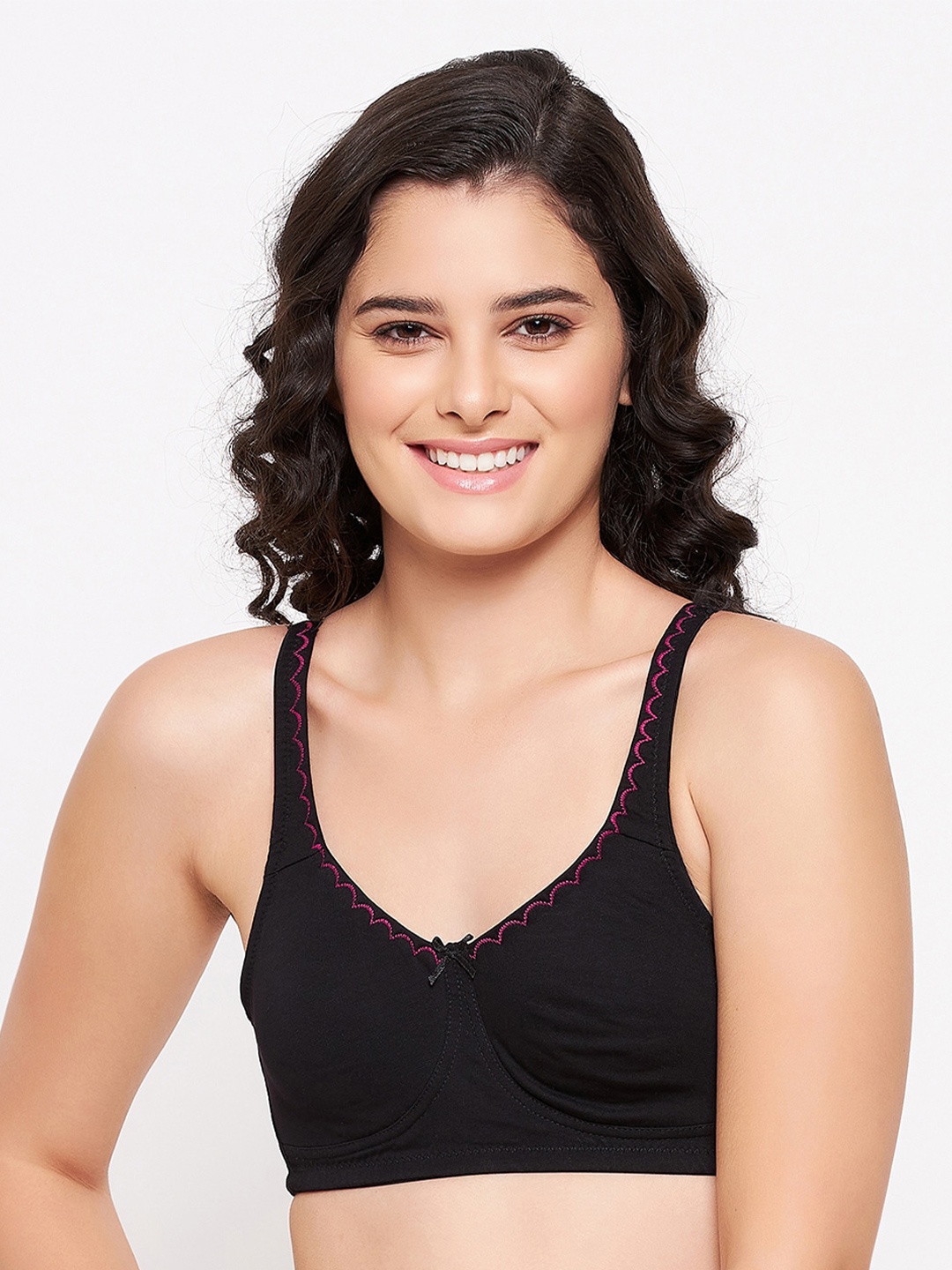 

Clovia Full Coverage Non Padded Everyday Cotton Bra With All Day Comfort, Black