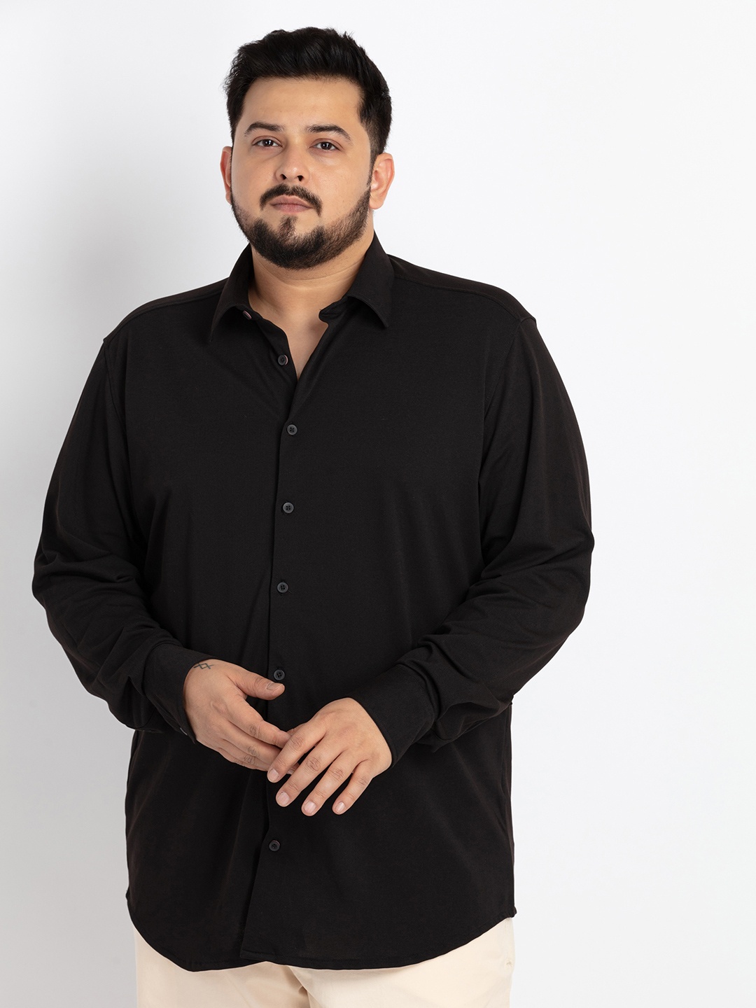UNSIZED Plus Size Comfort Opaque Casual Shirt, Black
