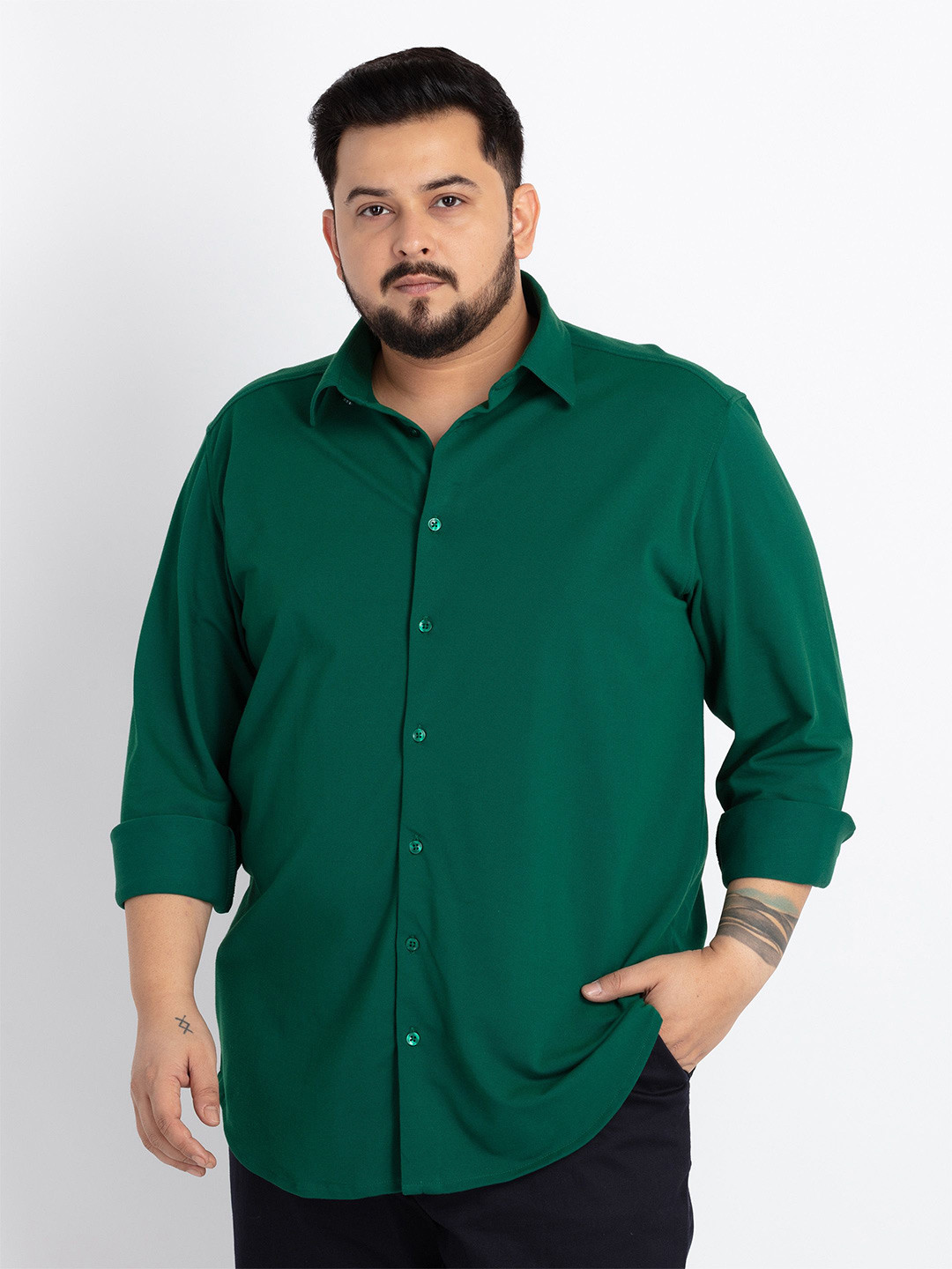 

UNSIZED Plus Size Comfort Opaque Casual Shirt, Green