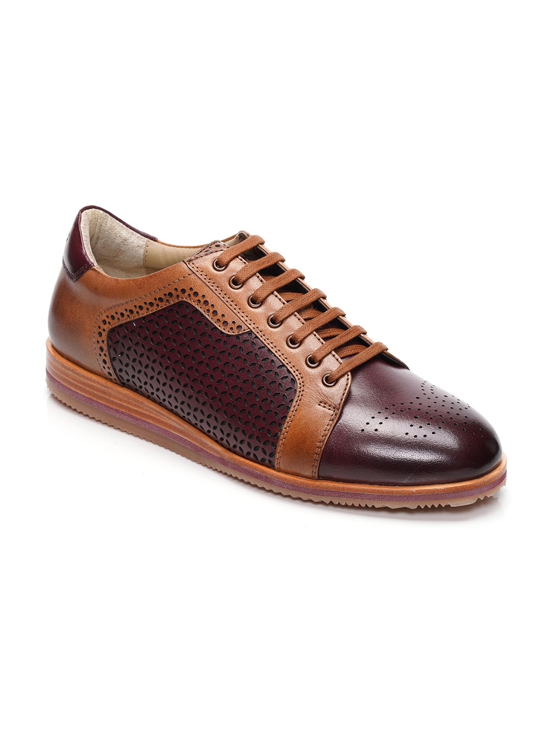 

mccoy Men Textured Round Toe Leather Formal Brogues, Tan