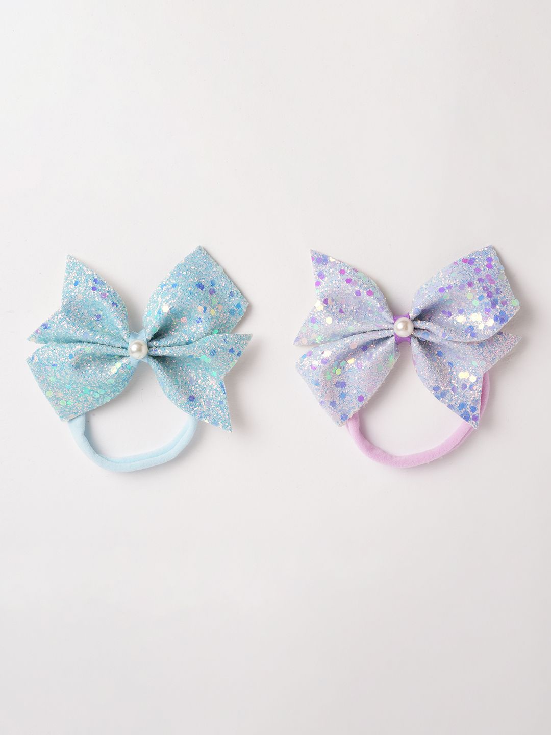 

RIBBON CANDY Girls Set of 2 Embellished Ponytail Holders, Blue