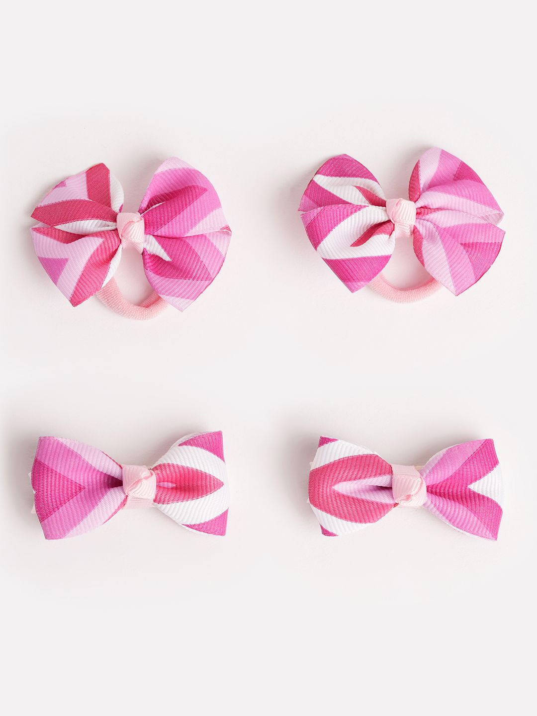 

RIBBON CANDY Girls Set of 4 Ponytail Holders & Alligator Hair Clip, Pink
