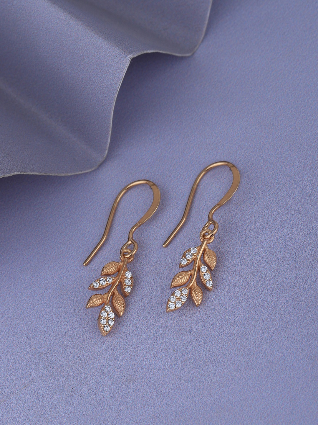 

Carlton London 18kt Rose Gold Plated with CZ Leaf Fancy Drop Earring