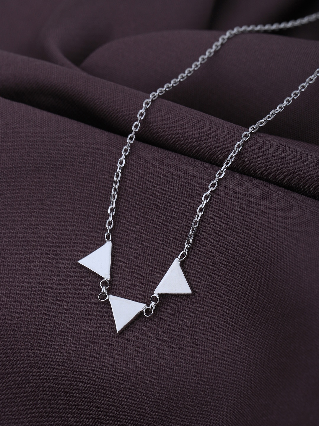 

Carlton London Rhodium Plated Triangle Shape Necklace, Silver