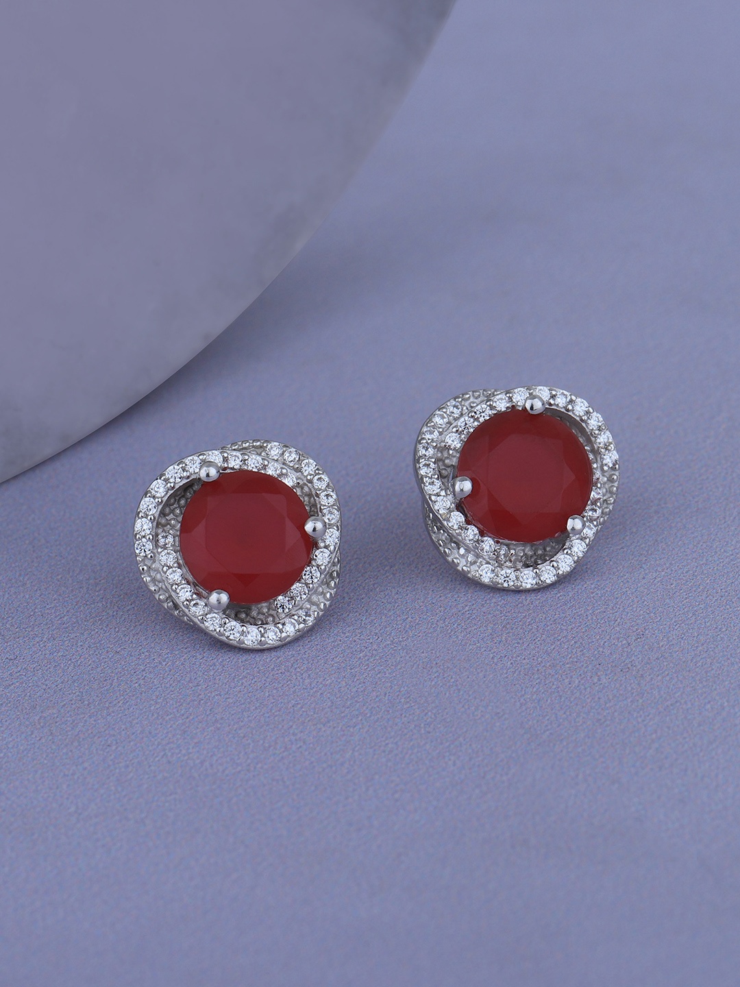 

Carlton London Contemporary Rhodium-Plated Cubic Zirconia Studs, Silver