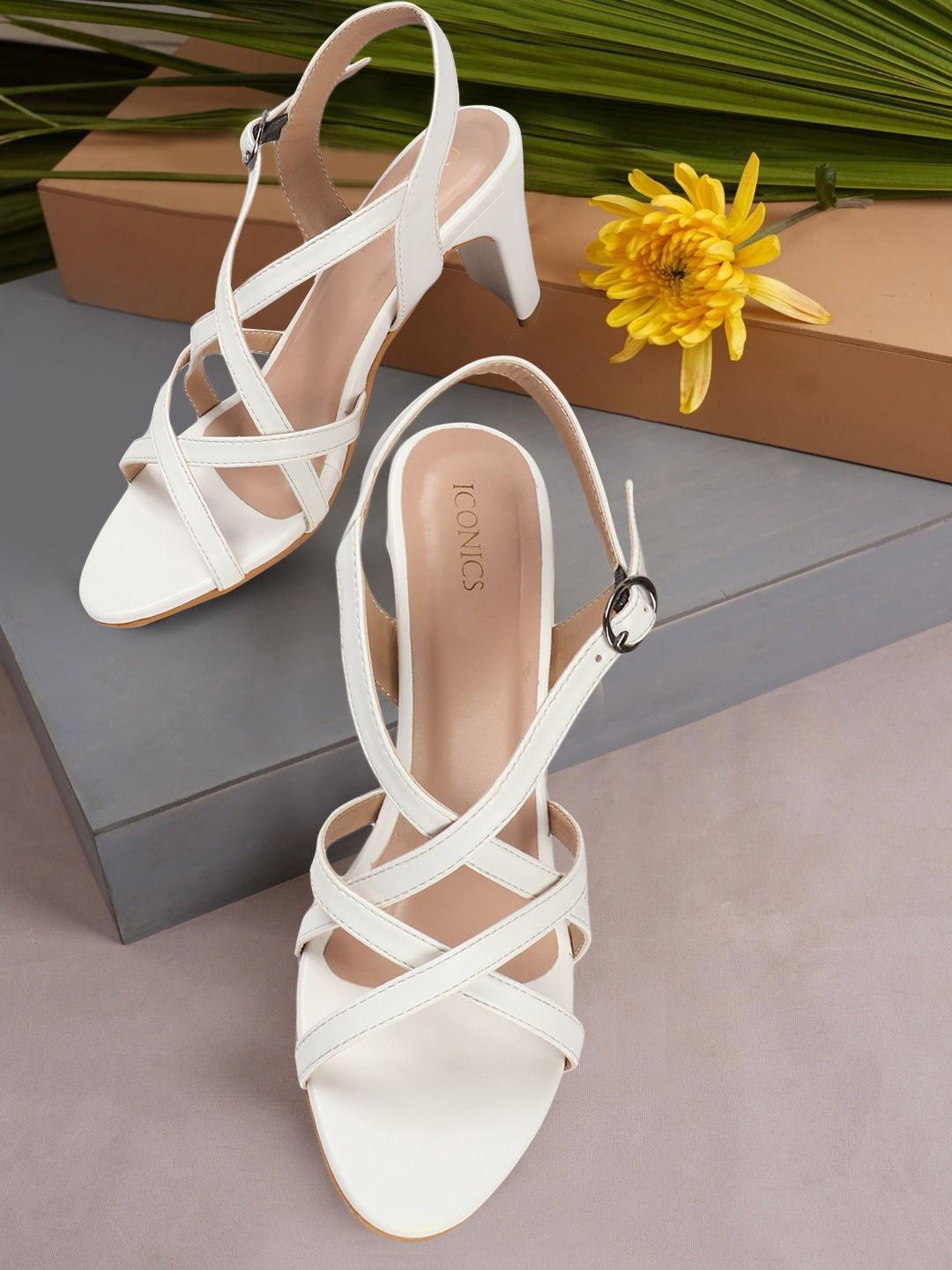 

ICONICS Strappy Block Heels, White